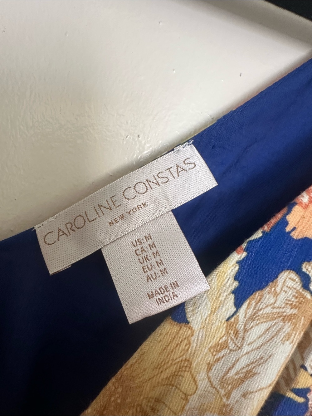 NWOT Caroline Constas Yellow & Blue Floral Maxi Dress - Size L - Picture 5 of 11